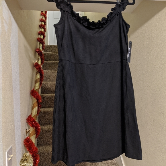NWT Lulu's Black Ribbed Off-the-Shoulder Dress - Picture 5 of 6
